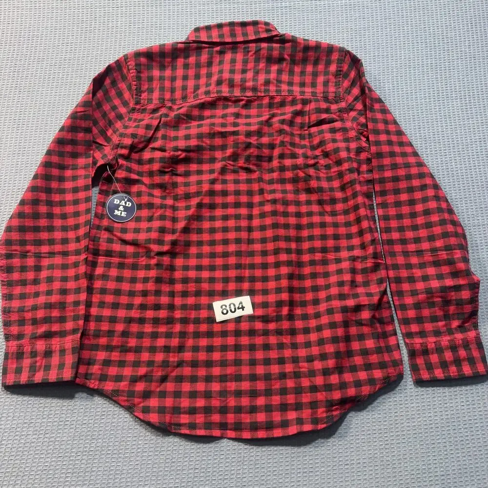The Children's Place Dad Matching Short Sleeve‎ Plaid Shirt Boy's Sz L Brand New
